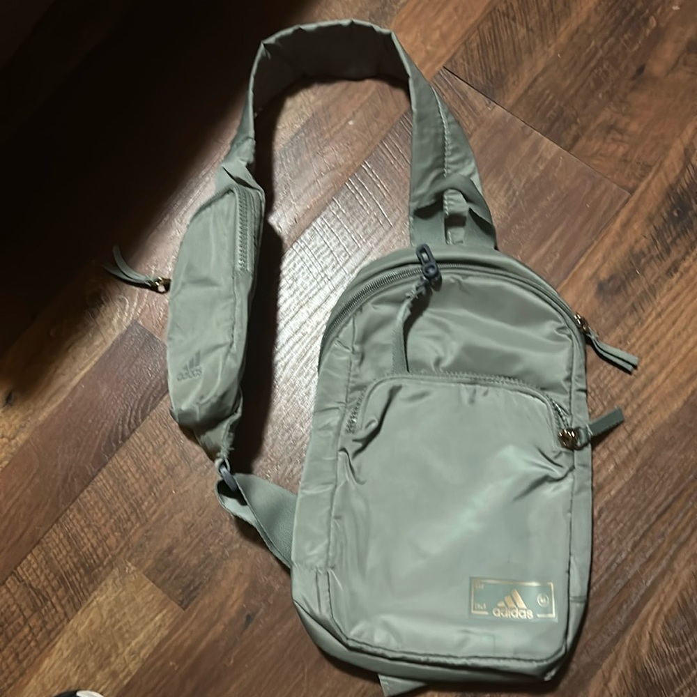 Sage green adidas crossbody zipper bag new